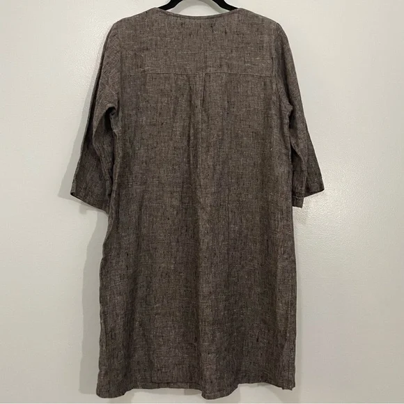 Pyne & Smith Flax Linen Textured Gray Dress Size S - Picture 4 of 14